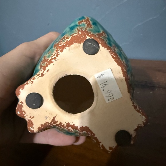 Ceramic Owl Figurine in Teal - Picture 4 of 4